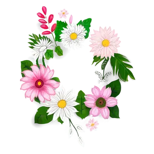 Hand Drawn Flower Frame PNG 38