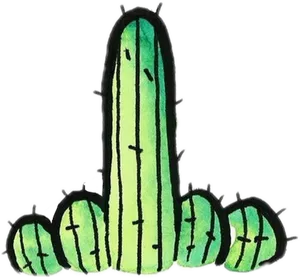 Hand Drawn Green Cactus Illustration PNG image
