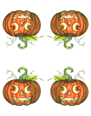 Hand Drawn Halloween Pumpkin Lanterns