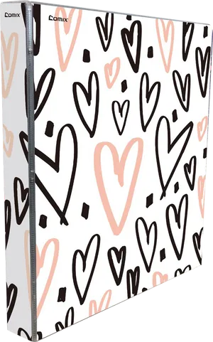 Hand Drawn Hearts Pattern Binder PNG image