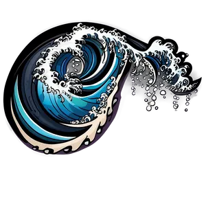 Hand Drawn Japanese Wave PNG 28