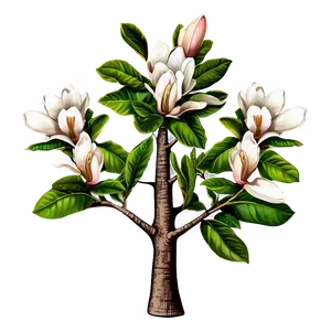 Hand Drawn Magnolia Tree PNG 8 PNG