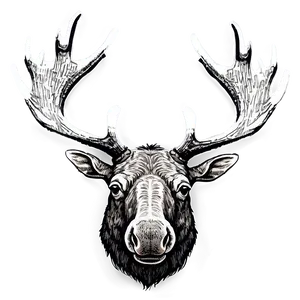 Hand-drawn Moose Head PNG Byc