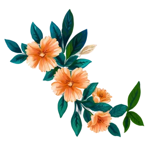 Hand-drawn Orange Floral PNG Thc22 PNG