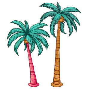 Hand Drawn Palm Trees PNG Guv