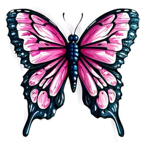 Hand Drawn Pink Butterfly PNG 05232024