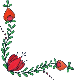 Hand Drawn Red Flower Artwork