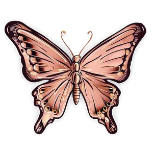 Hand Drawn Rose Gold Butterfly PNG Drr93 PNG