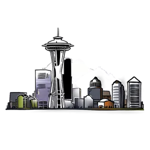 Hand-drawn Seattle Skyline Png 06252024 PNG image