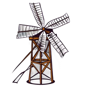 Hand Drawn Windmill Sketch Png 05242024 PNG image