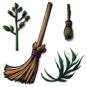 Hand Drawn Witches Broom Png 06292024 PNG image