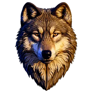 Hand-drawn Wolf Face Outline PNG 06292024 PNG