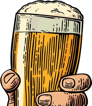 Hand Holding Beer Glass Illustration PNG image