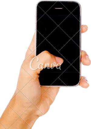 Hand Holding Black Smartphone Clipart PNG image