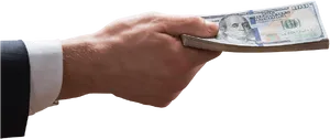 Hand Holding Cash Offer PNG image