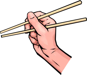 Hand Holding Chopsticks Illustration PNG