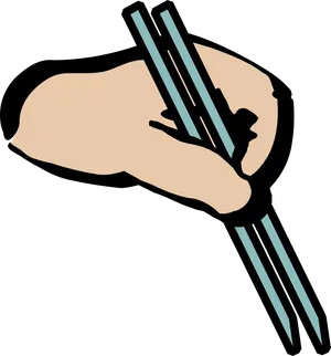 Hand Holding Chopsticks Illustration PNG