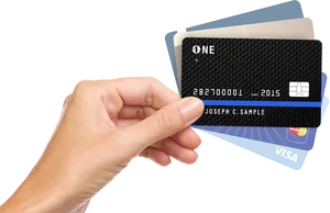 Hand Holding Debit Cards PNG image