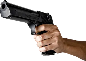 Hand Holding Desert Eagle Pistol PNG