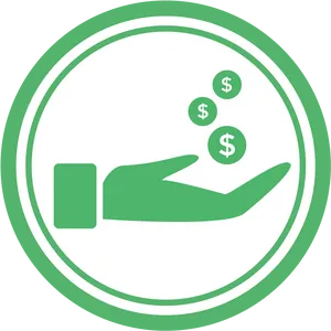 Hand Holding Dollar Coins Icon PNG image