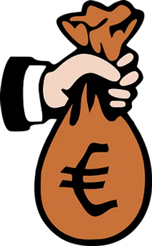 Hand Holding Euro Money Bag PNG image