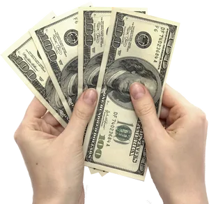 Hand Holding Hundred Dollar Bills PNG image