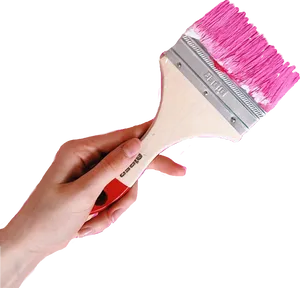 Hand Holding Pink Paint Brush PNG image