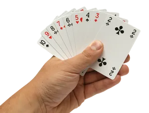 Hand Holding Playing Cards PNG image