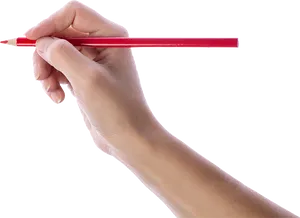 Hand Holding Red Pencil PNG image