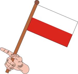 Hand Holding Redand White Flag PNG