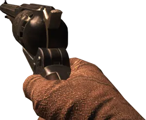 Hand Holding Revolver Pointof View