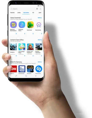 Hand Holding Smartphone App Store PNG image
