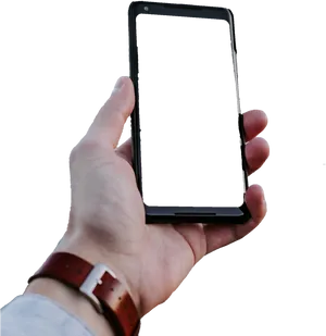 Hand Holding Smartphone Black Background PNG image