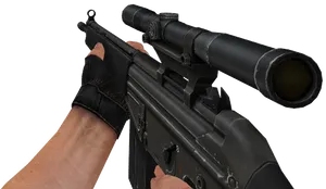 Hand Holding Sniper Rifle PNG image