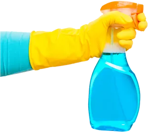 Hand Holding Spray Bottle PNG image