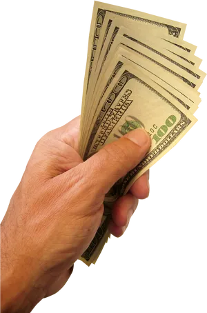 Hand Holding U S Dollar Bills PNG image