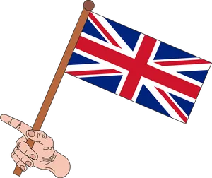 Hand Holding Union Jack Flag PNG image