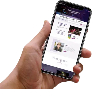 Hand Holdingi Phone X Website Display PNG image