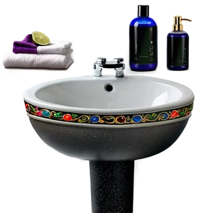 Hand-painted Bathroom Sink PNG 37