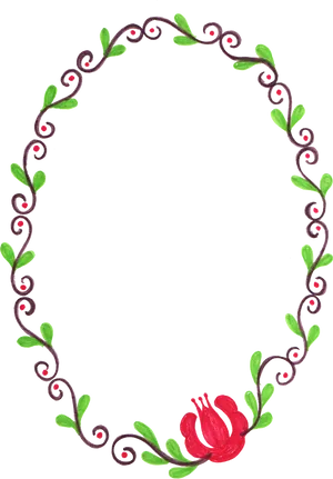 Hand Painted Floral Oval Frame PNG image