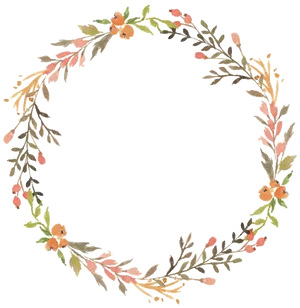 Hand Painted Floral Wreath PNG