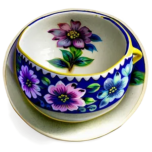 Hand Painted Tea Cup PNG 05252024