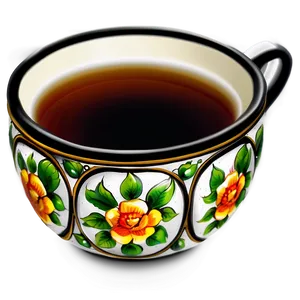 Hand Painted Tea Cup PNG Jpa95