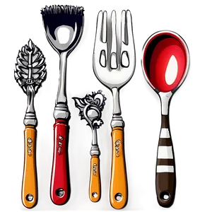 Hand Painted Utensils Art PNG Uar PNG