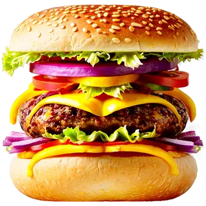 Handcrafted Cheeseburger Art Png Qmv53 PNG image