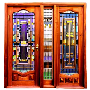 Handcrafted Door With Glass PNG 24