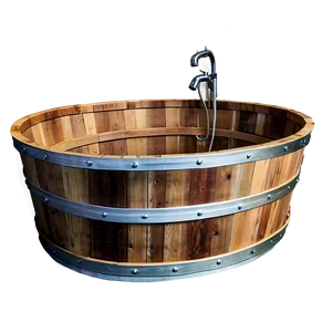 Handcrafted Wooden Barrel Tub PNG Bgr PNG
