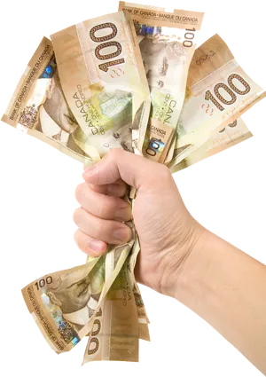 Handfulof Canadian Dollars PNG image