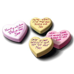 Handwritten Conversation Hearts PNG 06282024