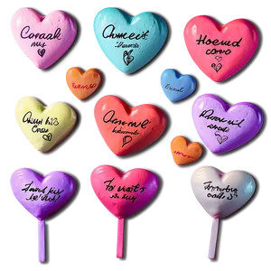 Handwritten Conversation Hearts PNG 06282024
